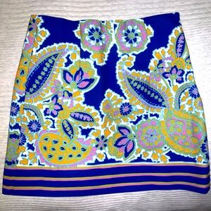 Zara Royal Blue Multicolor Paisley Mini Skirt